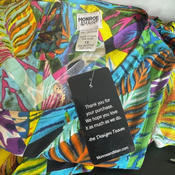 Monroe and Main Tropical Leaf Print Fit and Flare Midi Sundress Size 1X NWT - Picture 13 of 13